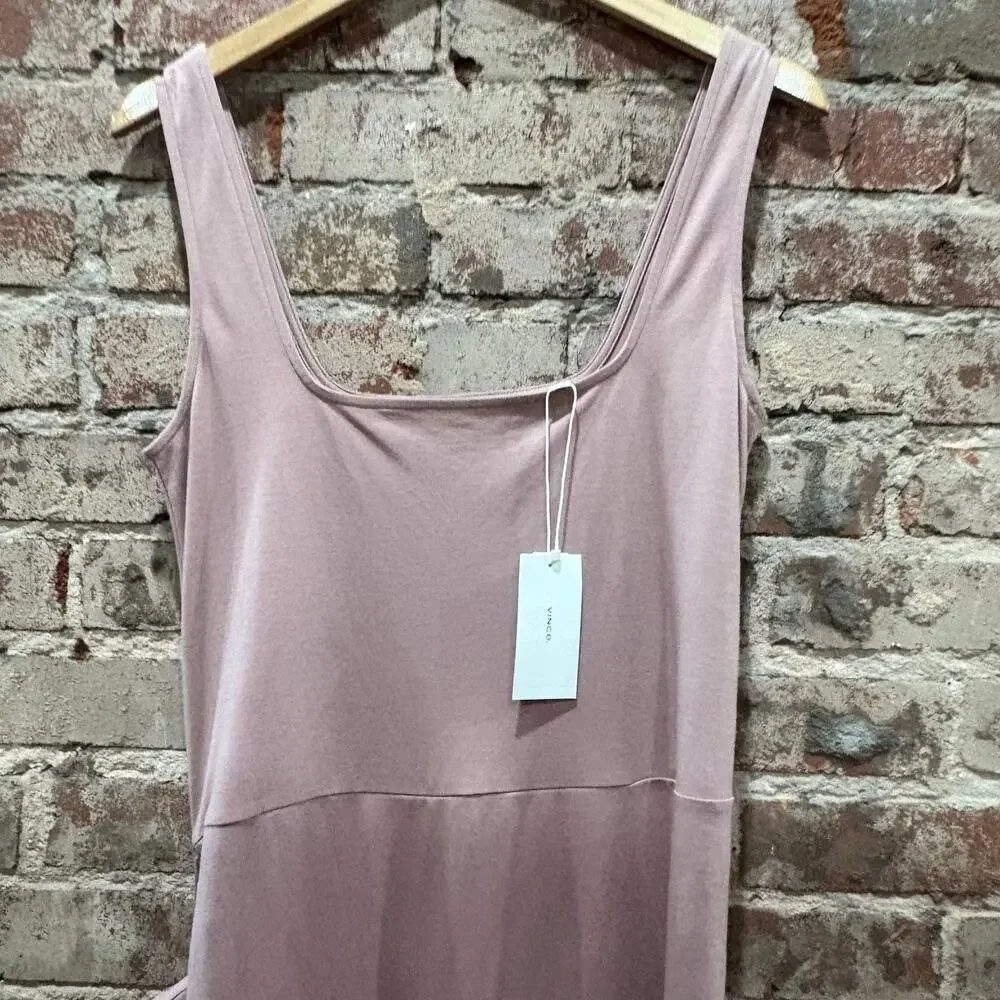 Vince‎ Belted Square Neck Soft Cotton Midi Dress in Pink Size Small - Picture 5 of 10